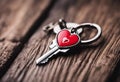 heart mini red background texture home key keyring copy sweet concept wood space decorated House home Royalty Free Stock Photo