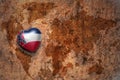 Heart with mississippi state flag on a vintage world map crack paper background Royalty Free Stock Photo