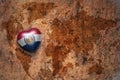 Heart with missouri state flag on a vintage world map crack paper background Royalty Free Stock Photo