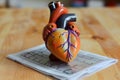 heart model on table with ekg printout underneath Royalty Free Stock Photo