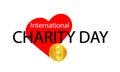 Heart and money as a logo on international charity day