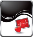 Heart monitor on black wave background