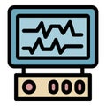 Heart monitor icon color outline vector Royalty Free Stock Photo