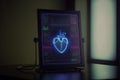 Heart on monitor screen. 3d rendering toned image double exposure Royalty Free Stock Photo