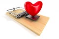 Heart in mousetrap. 3D