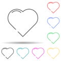 Heart multi color set icon. Simple thin line, outline vector of web icons for ui and ux, website or mobile application Royalty Free Stock Photo
