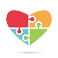 Heart of multicolor puzzles Royalty Free Stock Photo