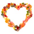 Heart of multicolored marmalade candy on a white background Royalty Free Stock Photo
