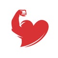 Heart and muscular arm. Strengthening immunity, health symbol