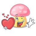 With heart mushroom house in a shape character Royalty Free Stock Photo