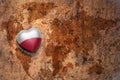 Heart with national flag of poland on a vintage world map crack paper background Royalty Free Stock Photo