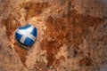 Heart with national flag of scotland on a vintage world map crack paper background Royalty Free Stock Photo