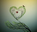 Heart of nature, treelike hand hold green heart, protect forest concept,