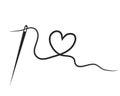 Heart with a needle thread. vector illustration