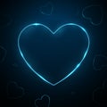 Heart neon empty glowing frame. Vector illustration