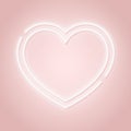 Heart neon sign. Happy Valentine`s day pink vector signboard. Royalty Free Stock Photo