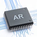 Augmented Reality Processor Chip on a Circuit Diagram Royalty Free Stock Photo