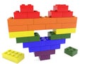 A heart of non-traditional orientation with an empty middle made of toy toy bricks Royalty Free Stock Photo