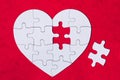 Heart object made of puzzle pieces. Make complete heart. Jigsaw puzzle pieces in form of heart. Happy Valentines Day, greeting Royalty Free Stock Photo