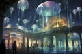 Bioluminescent Boulevard: The Merfolk Metropolis. Generative AI