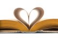 Heart old book, white background Royalty Free Stock Photo