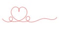 Red heart one continuous line vector design element Royalty Free Stock Photo