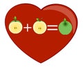 Heart and one half apples Royalty Free Stock Photo