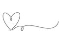 Heart one line drawing symbol of love. Vector continuous hand drawn sketch minimalism illustration isolated on white background