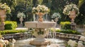 At the heart of the opulent garden party a magnificent marble podium rests atop the glistening waters of a centuryold