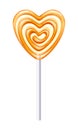 Heart orange lollipop candy vector illustration. Royalty Free Stock Photo