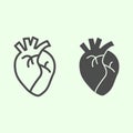 Heart organ line and solid icon. Realistic human heart outline style pictogram on white background. Anatomy and organs Royalty Free Stock Photo