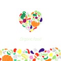 Heart organic vegetables food vector illustration