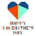 Heart origami lettering Happy Valentine`s Day