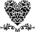Heart ornate silhouette. Love design for laser cut. Tattoo style.