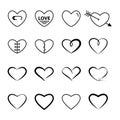 Heart outline black color set