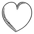 Heart black and white illustration on white background