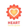 Heart outline over flower shape, logo element