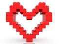 Heart outline of red toy bricks