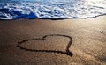 Heart outline on the wet sand