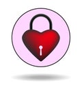 Heart padlock icon, expresses love valentine icon. isolated on background, vector illustrations. Royalty Free Stock Photo