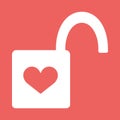 Heart Padlock open in. Flat Icon