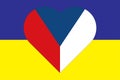 Heart painted in the colors of the flag of Czech republic on the flag of Ukraine. Illustration of a heart with the national symbol Royalty Free Stock Photo