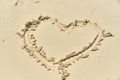 A heart painted on the sand on the beach as a symbol of love. Royalty Free Stock Photo