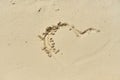 A heart painted on the sand and half washed away by a wave. Royalty Free Stock Photo