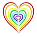 Heart painted in the seven rainbow colors.