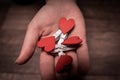 heart in the palm,human hand holding red hearts. Valentine's Day,give love to others