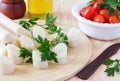 Heart of palm (palmito) with cherry tomato, olive oil and parsley