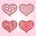 Heart. Paper cut templates with carved pattern. Valentine`s Day card, wedding invitations Royalty Free Stock Photo