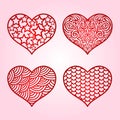 Heart. Paper cut templates with carved pattern. Valentine`s Day card, wedding invitations Royalty Free Stock Photo