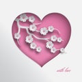 Heart with paper flowers Royalty Free Stock Photo